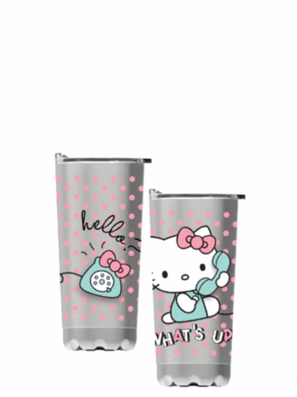 NEW Hello Kitty  What's Up Telephone Pink Polka-Dot Tumbler